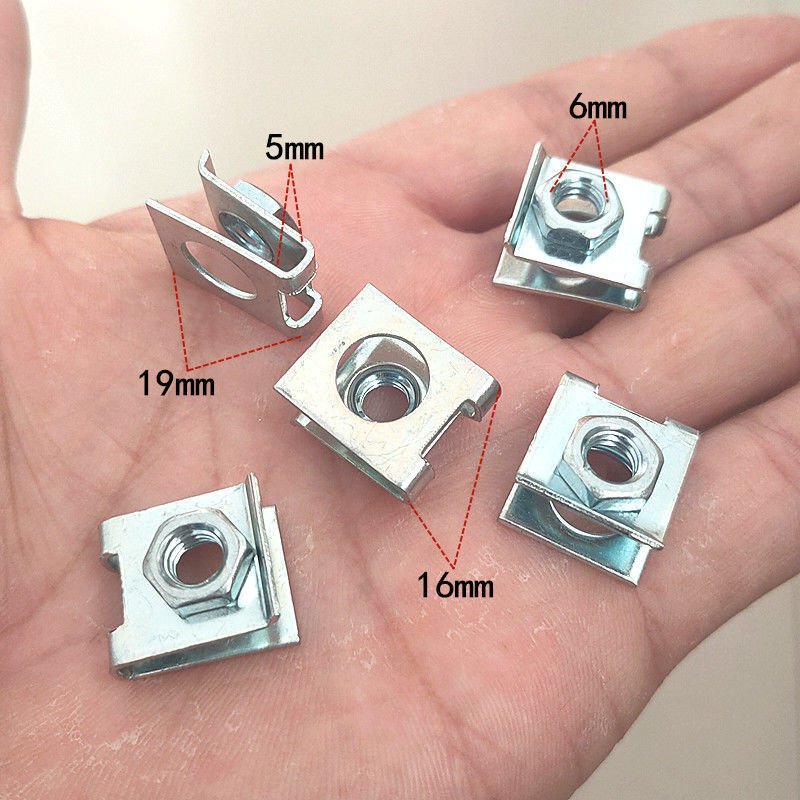 Tapping of nut clips for front and rear bumper license plate brackets